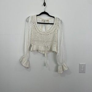 Free People Megan Crochet Top, white, Size S